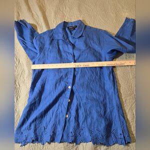 Jones New York Signature Blue Linen Shirt